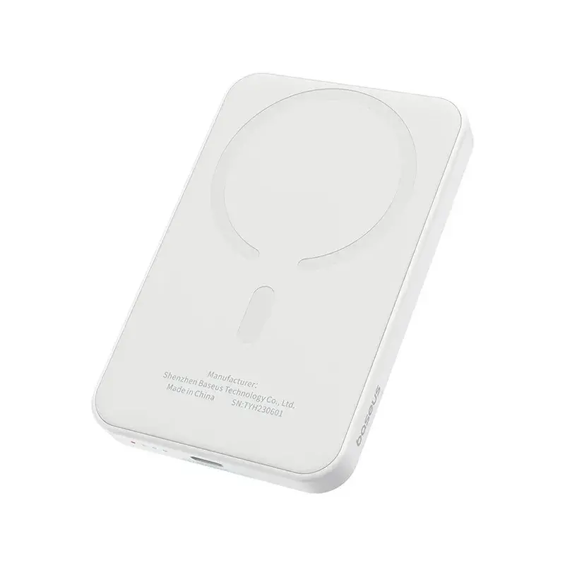 پاور بانک بی سیم باسئوس مدل Magnetic Mini Wireless 20w با ظرفیت 5000 میلی‌آمپر ساعت